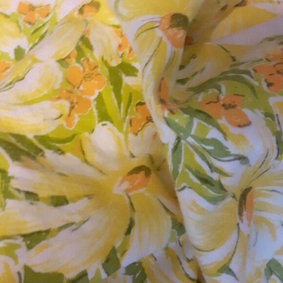 VTG Thermal blanket Satin nylon binding Bold Floral Yellow Country Shabby Chic - Picture 3 of 11